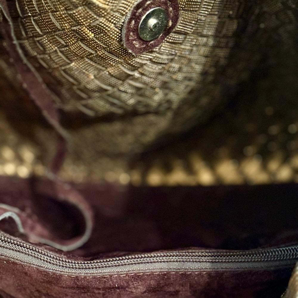 Bronze Woven Genuine Leather Tote Bag. Made in Italy. - Picture 13 of 15